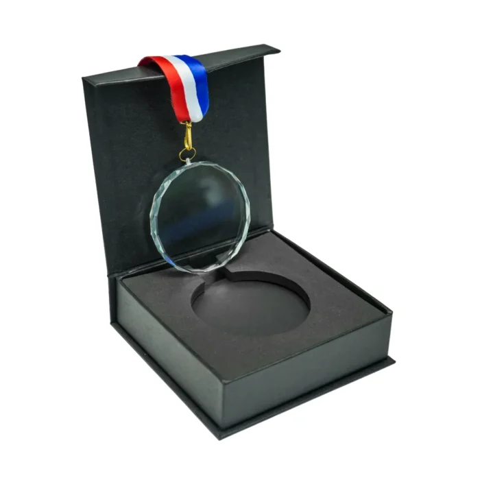 Glass Medals with Ribbon and Box - Image 1