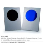 A4 Aluminum Award Plaques with Round Colored Plate and Stand - Image 3