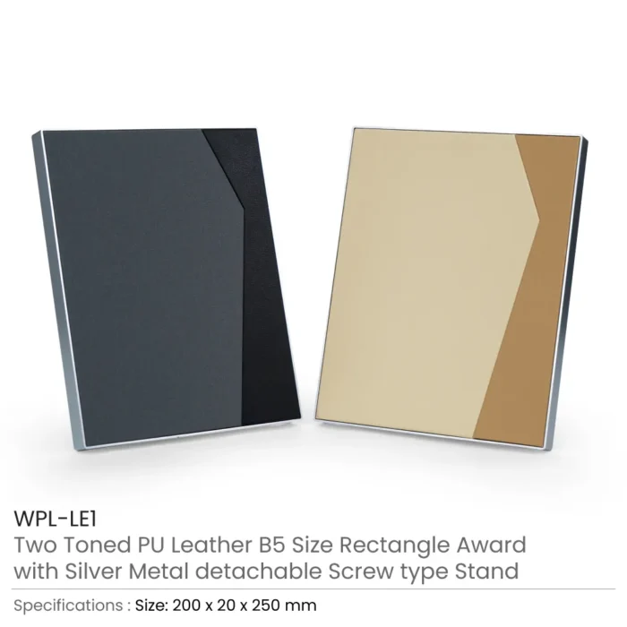 Two-Toned PU Leather Awards with Aluminum Frame & Stand – B5 Size in Luxury Box - Image 3