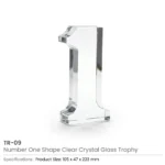 Crystal Glass Trophy in Number One Shape with Gold Lock Closure Box - Image 6