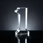 Crystal Glass Trophy in Number One Shape with Gold Lock Closure Box - Image 3