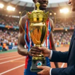 Metal Close Cup Trophies with Two-Sided Handle & Attached Ribbons - Image 2